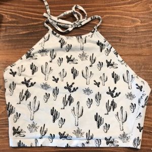 cactus, off white cropped top